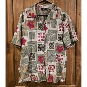 Tapestry Womens Size 20W Multicolor Tropically Patchwork Floral Hawaiian Shirt